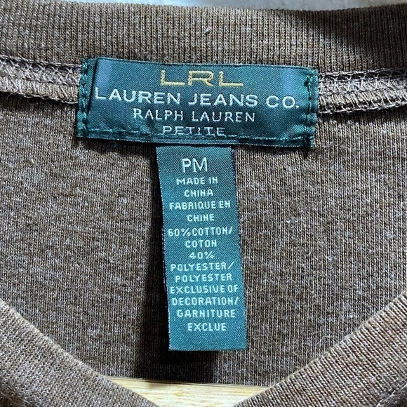 Ralph lauren brown elbow patch shoulder zip top - Picture 9 of 12